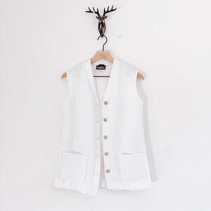 Hedy Knits Women's White Knit Button-Front Vest Size Small